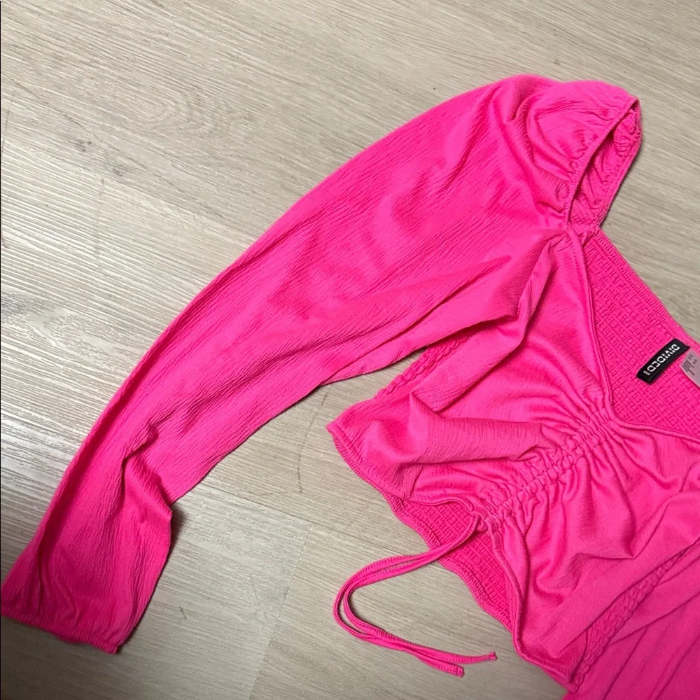 H&M Fuchsia Long Sleeve Ruched Top
